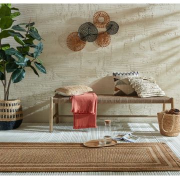 Covor traversa Sylvie Layla Border Natural 80X230 cm, Flair Rugs