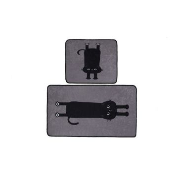 Covorașe de baie negre-gri 2 buc. 60x100 cm Comfort – Foutastic