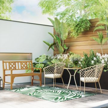 Outsunny Covor de Exterior pentru Balcon și Terasă, Rezistent la Raze UV, 152x243 cm, Verde și Alb | Aosom Romania