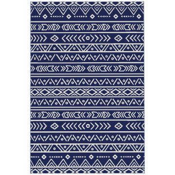 Outsunny Covor Reversibil pentru Exterior, Impermeabil, din Paie de Plastic, 182x274 cm, Albastru | Aosom Romania