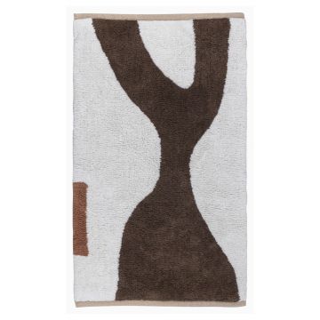 Covor alb/maro lavabil din bumbac 50x80 cm Figura – Mette Ditmer Denmark