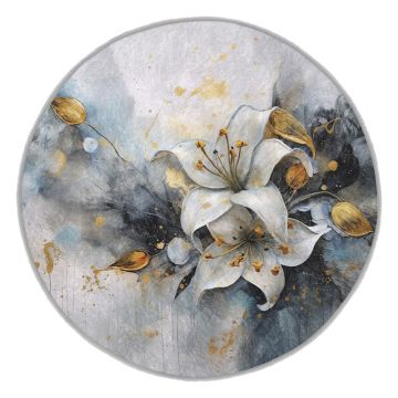 Covor albastru/gri lavabil rotund ø 100 cm Golden Lilly – Mila Home
