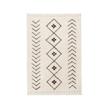 Covor crem lavabil/țesut manual din bumbac 170x120 cm Bereber Rhombs – Lorena Canals