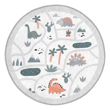 Covor de joacă pentru copii gri deschis lavabil ø120 cm Dino Park – Mila Home