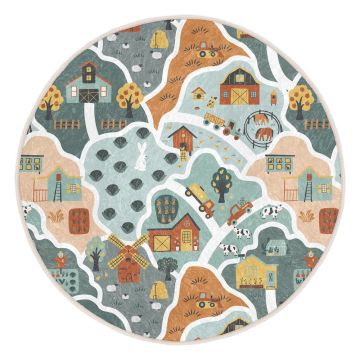 Covor de joacă pentru copii lavabil ø80 cm Farmer's Life – Mila Home