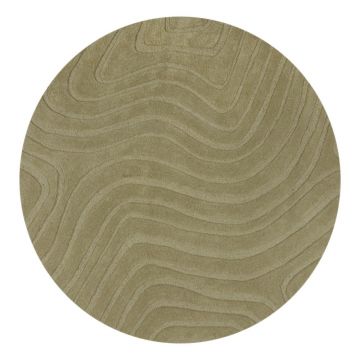 Covor kaki țesut manual rotund din lână ø 160 cm Mesmerise Sage – Flair Rugs