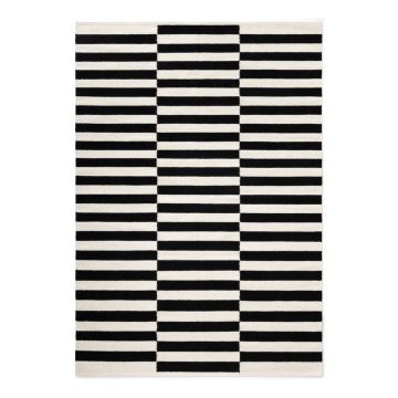 Covor negru-alb reversibil/țesut manual din lână 120x180 cm Donna – Hanse Home