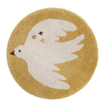 Covor pentru copii galben ocru ø120 cm Bohemian Bird Miel – Nattiot