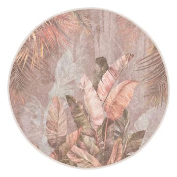 Covor roz deschis lavabil rotund ø 150 cm Dusty Leaves – Mila Home