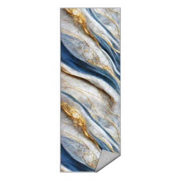 Covor tip traversă albastru lavabil 80x200 cm Golden Spill – Mila Home ieftin