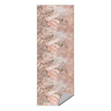 Covor tip traversă bej lavabil 80x200 cm Dusty Leaves – Mila Home