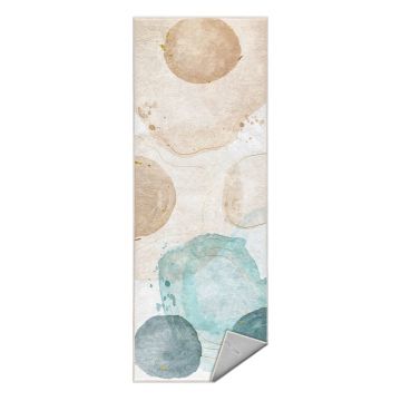 Covor tip traversă crem/turcoaz lavabil 80x200 cm Puddle – Mila Home