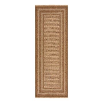 Covor tip traversă de exterior în culoare naturală 80x230 cm Layla Border – Flair Rugs