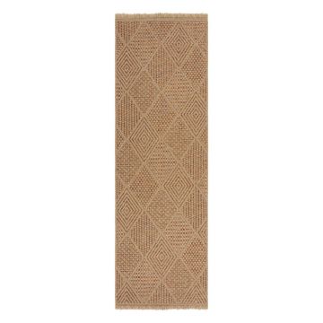 Covor tip traversă de exterior în culoare naturală 80x230 cm Nora Diamond – Flair Rugs