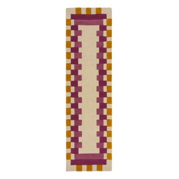 Covor tip traversă galben/roz țesut manual din lână 60x230 cm Kai Wool Border – Flair Rugs Covor tip traversă galben/roz țesut manual din lână 60x230 cm Kai Wool Border – Flair Rugs