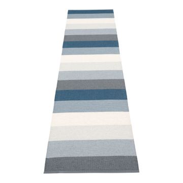 Covor tip traversă pentru interior și exterior albastru/crem 70x300 cm Molly Ocean Grey – Pappelina