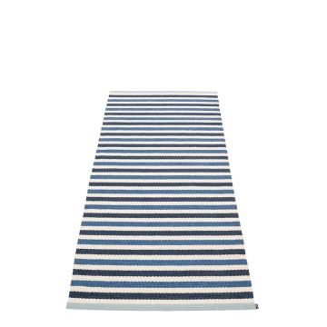 Covor tip traversă pentru interior și exterior albastru/crem 85x200 cm Teo Denim – Pappelina