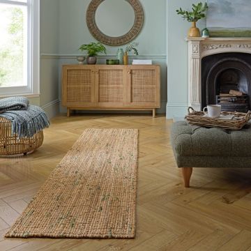 Covor traversa Sarita Jute Boucle Natural Verde 60X300 cm, Flair Rugs