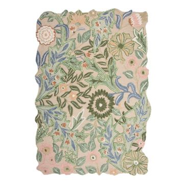 Covor verde țesut manual din lână 200x290 cm Bryony Shaped Floral – Flair Rugs