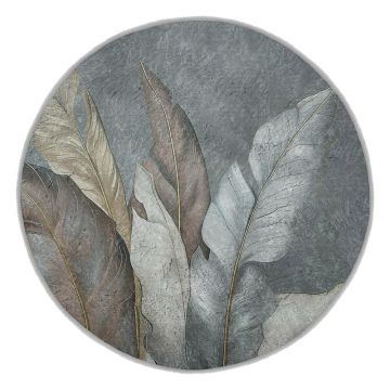 Covor verde/gri lavabil rotund ø 100 cm Dusty Leaves – Mila Home