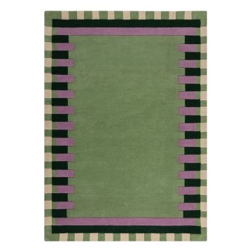 Covor verde/mov țesut manual din lână 120x170 cm Kai Wool Border – Flair Rugs