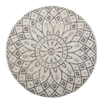 Covor alb-negru rotund din bumbac ø 120 cm Acton – Bloomingville