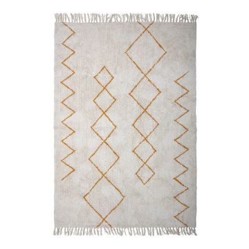 Covor galben ocru-crem din bumbac 140x200 cm Huso – Bloomingville