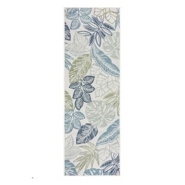 Covor pentru exterior și interior verde/albastru 80x230 cm Bella Leaf – Flair Rugs