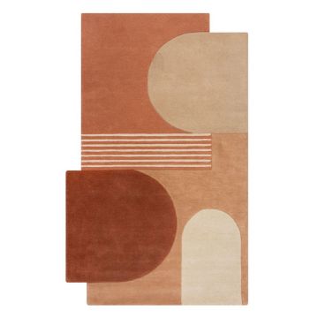Covor teracotă țesut manual din lână 200x290 cm Lozenge Terracotta – Flair Rugs