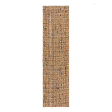 Covor tip traversă albastru/în culoare naturală țesut manual din iută 60x230 cm Jute Boucle Blue – Flair Rugs