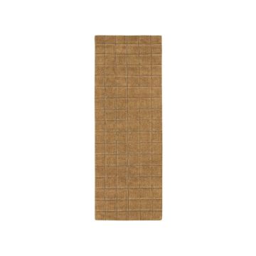 Covor tip traversă galben ocru țesut manual din lână 80x230 cm Mosaic Ochre – Lorena Canals