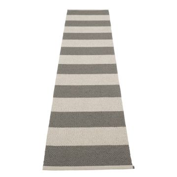Covor tip traversă pentru interior și exterior gri antracit/crem 70x300 cm Bob Charcoal Linen – Pappelina