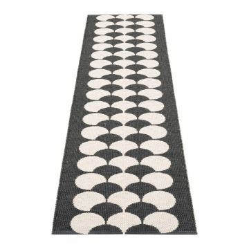 Covor tip traversă pentru interior și exterior negru/crem 70x250 cm Poppy Black Vanilla – Pappelina