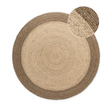 Covor grej reversibil/țesut manual rotund din iută ø 200 cm Jutta Greige – Hanse Home ieftin