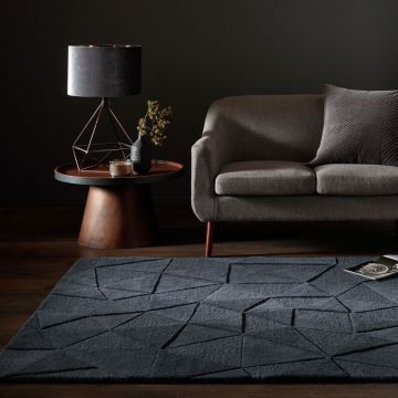 Covor rotund Shard Gri inchis 160x160 cm, Flair Rugs