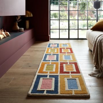 Covor traversa Illusion Retro Blocks Multicolor 60X230 cm, Flair Rugs