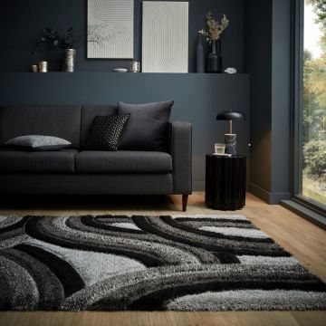 Covor Velvet Carved Gri 160x230 cm, Flair Rugs la reducere