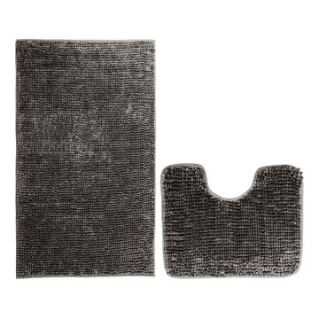Covorașe de baie gri-închis pentru WC 2 buc. 80x50 cm Bati – Restilo