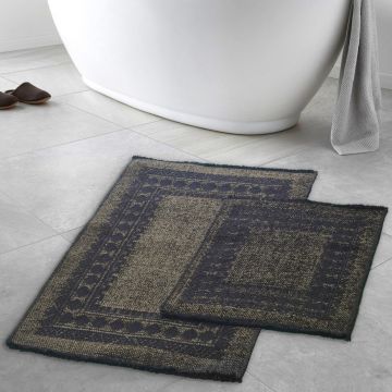 Set covorase de baie, Alanur Home, Venedik, Bumbac, Verde/Negru