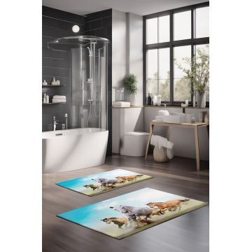 Set covorase de baie, Cartwright, CT-5125, Poliester, Multicolor Set covorase de baie, Cartwright, CT-5125, Poliester, Multicolor