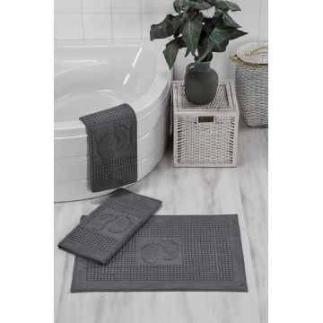 Set covorase de baie, Eponj Home, Orma, Bumbac, Antracit