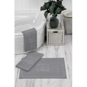 Set covorase de baie, Eponj Home, Orma, Bumbac, Gri