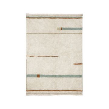 Covor albastru/crem lavabil/țesut manual din bumbac 200x300 cm Lanes Vintage Blue – Lorena Canals