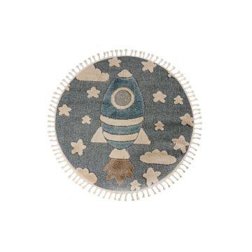 Covor rotund copii Fano Albatru deschis 133x133 cm