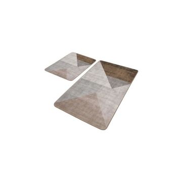 Covorașe de baie gri-maro 2 buc. din catifea 60x100 cm – Mila Home