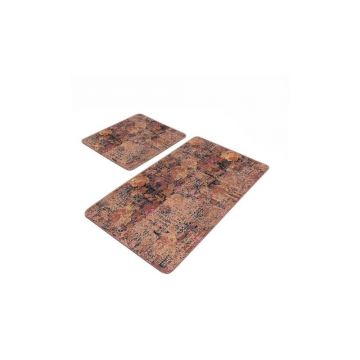 Covorașe de baie maro 2 buc. din catifea 60x100 cm – Mila Home