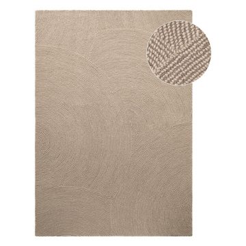 Covor bej țesut manual din lână 80x150 cm Eleni Light Beige – Hanse Home