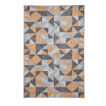 Covor galben ocru-gri lavabil 76x150 cm Coral Yellow&Grey – Think Rugs