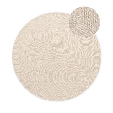 Covor în culoare naturală deschisă, țesut manual, rotund, din lână ø 120 cm Eleni Natural White – Hanse Home