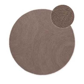 Covor taupe țesut manual rotund din lână ø 150 cm Eleni Taupe – Hanse Home
